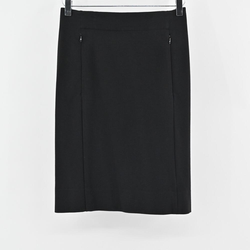 DIANE VON FURSTENBERG Skirt Size 4 Classic Black Zip Pocket Knee‎ Length Pencil